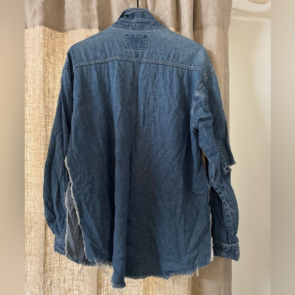oversized distressed button down jean shirt - Picture 4 of 4